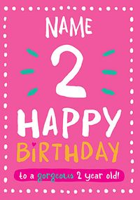 Tap to view 2nd Birthday Card 2 Today Pink - Rock, Paper, Awesome