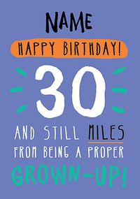 Tap to view 30th Birthday Card 30 Today Blue - Rock, Paper, Awesome