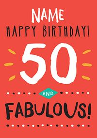 Tap to view 50th Birthday Card 50 Today Orange - Rock, Paper Awesome