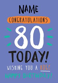 Tap to view 80th Birthday Card 80 Today Blue - Rock, Paper, Awesome