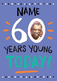 Tap to view 60 Years Young Birthday Card - Rock Paper Awesome