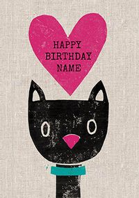 Sarah Kelleher - Cat Heart Personalised Birthday Card