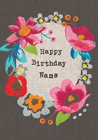 Sarah Kelleher - Floral Personalised Birthday Card