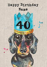 Sarah Kelleher - 40th Birthday Dachshund Personalised Card