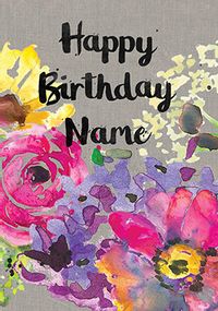Sarah Kelleher - Happy Birthday Flowers Personalised Card