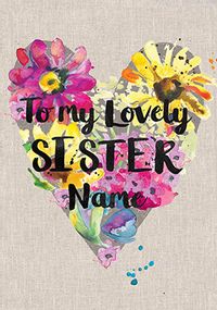 Tap to view Sarah Kelleher - Lovely Sister Personalised Birthday Card
