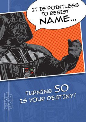 Darth Vader Editable Age 50 Birthday Card