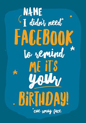 Facebook Reminder Personalised Birthday Card