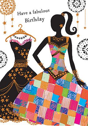 Girl In Dress Birthday Card