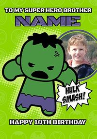 Marvel Kawaii Art - Hulk Age 10 Brother Birthday Card