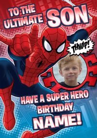 Ultimate Spider-Man Son Photo Birthday Card