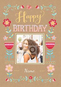 Tap to view Scandinavian Floral photo Birthday Card