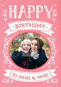 Pink Birthday photo Card