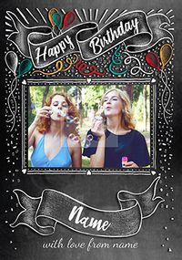 Happy Birthday Chalkboard Photo Card