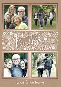 Happy Birthday Multi Photo Floral Card