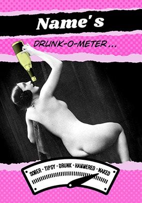 Drunk-O-Meter Naked Birthday Card