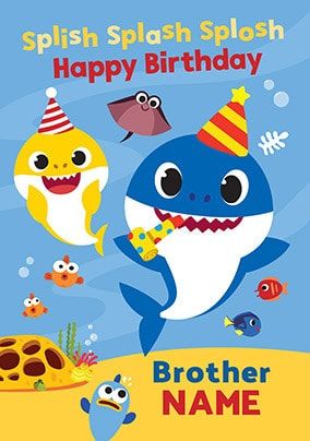 Baby Shark Brother Personalised Birthday Card