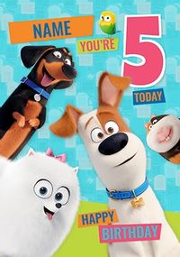 Secret Life Of Pets Age 5 Personalised Card