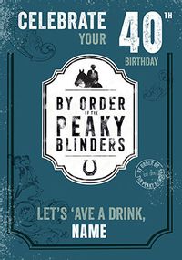 Peaky Blinders 40th Birthday Personalised Card