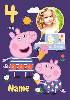 Peppa Pig Age 4 Birthday Card