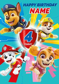 Tap to view Paw Patrol 4 today personalised Birthday Card