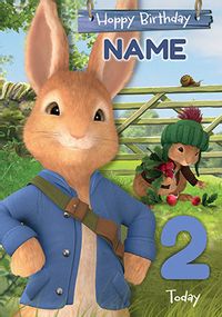 Peter Rabbit age 2 personalised Birthday Card