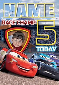 Tap to view Cars 3 Age 5 Photo Birthday Card
