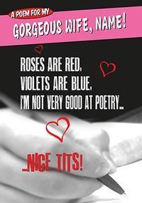 Tap to view Not Good At Poetry Wife Personalised Birthday Card