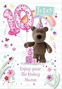 Tap to view Barley Bear Girl's 10th Birthday Personalised Card