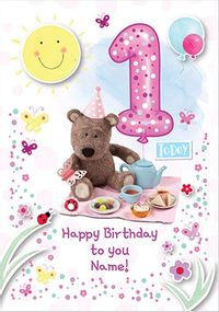 Tap to view Barley Bear Girl's 1st Birthday Personalised Card
