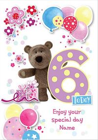 Barley Bear Girl's 6th Birthday Personalised Card