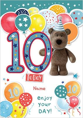 Barley Bear Boy's 10th Birthday Personalised Card