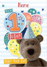 Tap to view Barley Bear Boy's 1st Birthday Personalised Card