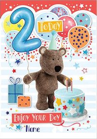 Barley Bear Boy's 2nd Birthday Personalised Card