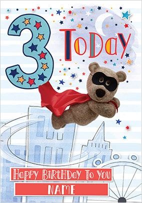 Barley Bear Boy's 3rd Birthday Personalised Card