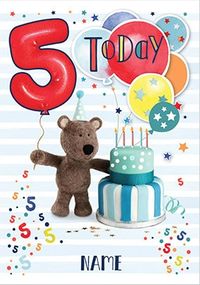 Tap to view Barley Bear Boy's 5th Birthday Personalised Card