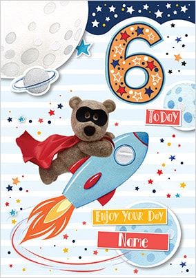 Barley Bear Boy's 6th Birthday Personalised Card