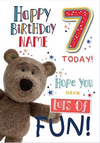 Barley Bear Boy's 7th Birthday Personalised Card