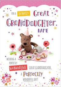 Barley Bear Great Granddaughter Personalised Birthday Card