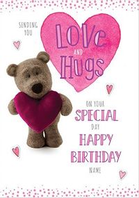 Barley Bear Love and Hugs Personalised Card