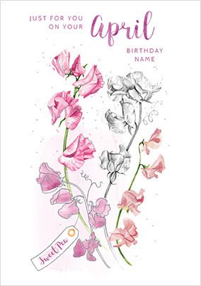 April Birthday Personalised Card
