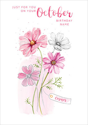 October Birthday Personalised Card