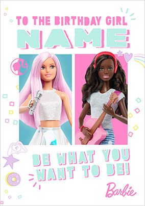 Barbie Be What You Want to Be Personalised Card