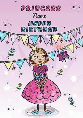 Birthday Princess pink personalised Card