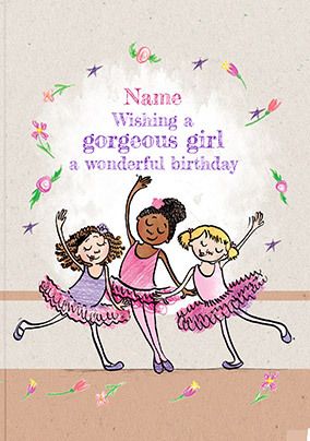 Gorgeous Girl personalised Ballet Birthday Card