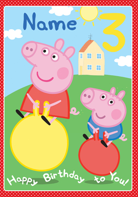 Peppa Pig Birthday Card Age 3