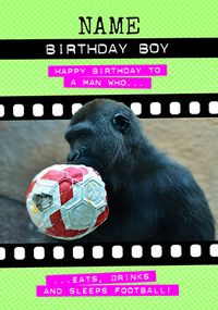 Tap to view Eats, Drinks and Sleeps Football Personalised Card