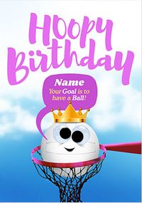 Hoopy Birthday Netball Personalised Card