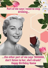 Stop Drinking Personalised Birthday Card