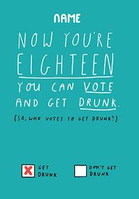 Vote and get Drunk personalised Card